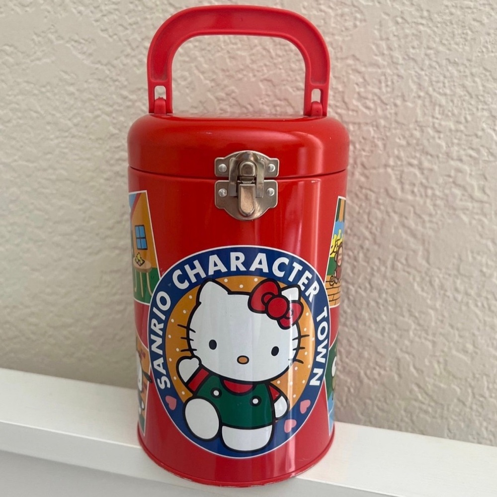 Vintage Sanrio Character Town Red Metal Box Organizer